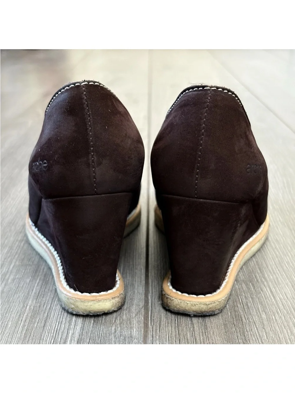Arche Suede Wedge Loafers Sz 37.5 / 6.5 Chocolate Brown France Comfort Academia